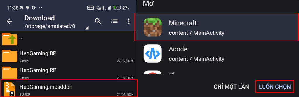 Nhập vào minecraft