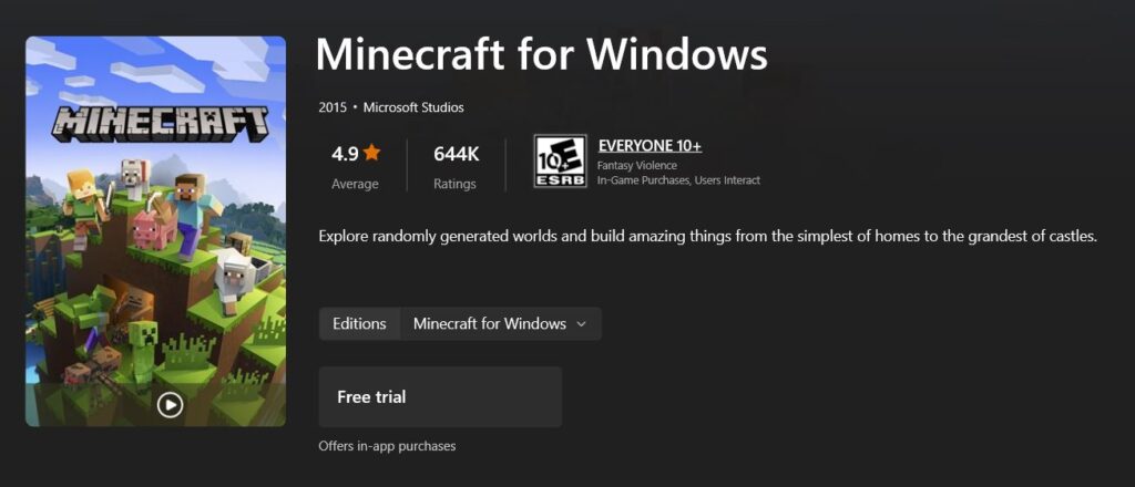 Minecraft for windows