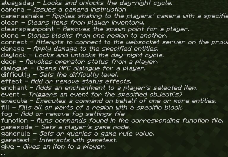 30 Lệnh cơ bản cho người mới Minecraft PE-BE