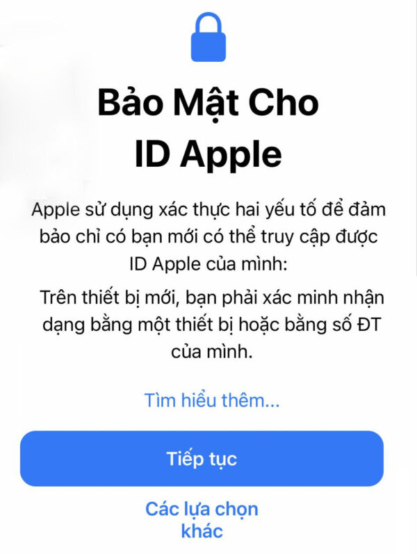 ID Apple trắng thông tin
