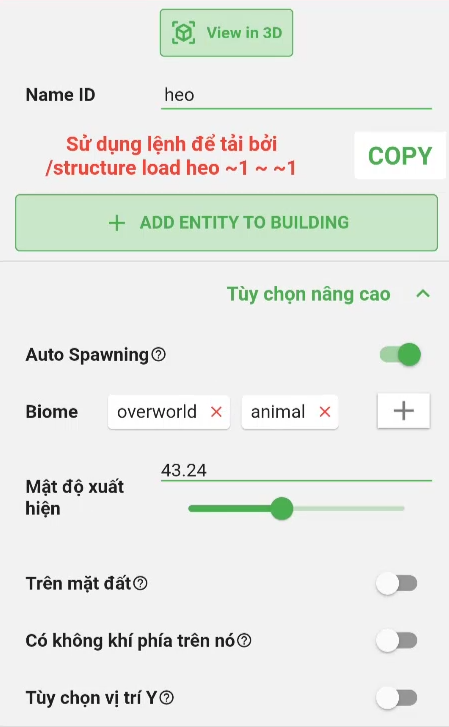 sử dùng biulding for minecraft công trình