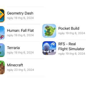 ID Appstore Minecraft + Human + RFS + Terraria và một số tựa game khác
