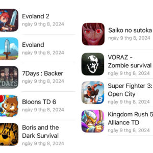 ID Apple Kingdom Rush 5 + Bloons TD 6 + Saiko no Sutoka và một số tựa game khác