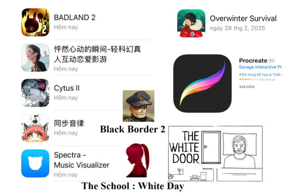 ID Procreate, Spectra, cytus II, Badland 2,  Overwinter và một số ứng dụng khác